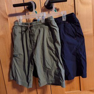 Eddie Bauer Boys size 10/12 Two pairs of shorts: dark blue and olive green
